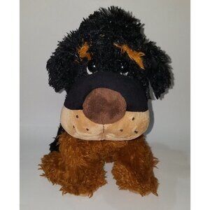 Fine Toy Black Brown Puppy Dog Plush 14" Stuffed Animal Toy Lovey Black Collar